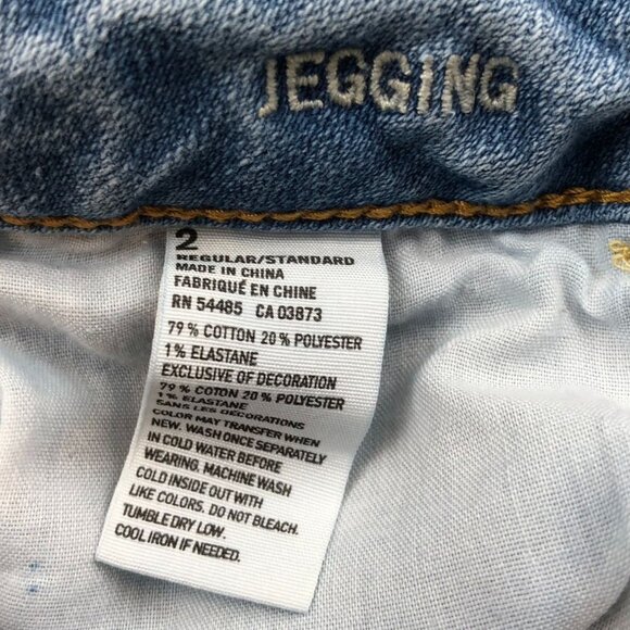 American Eagle Womens Jeans Size 2 Slim Straight Jeggings Distressed Blue Denim - Picture 8 of 15